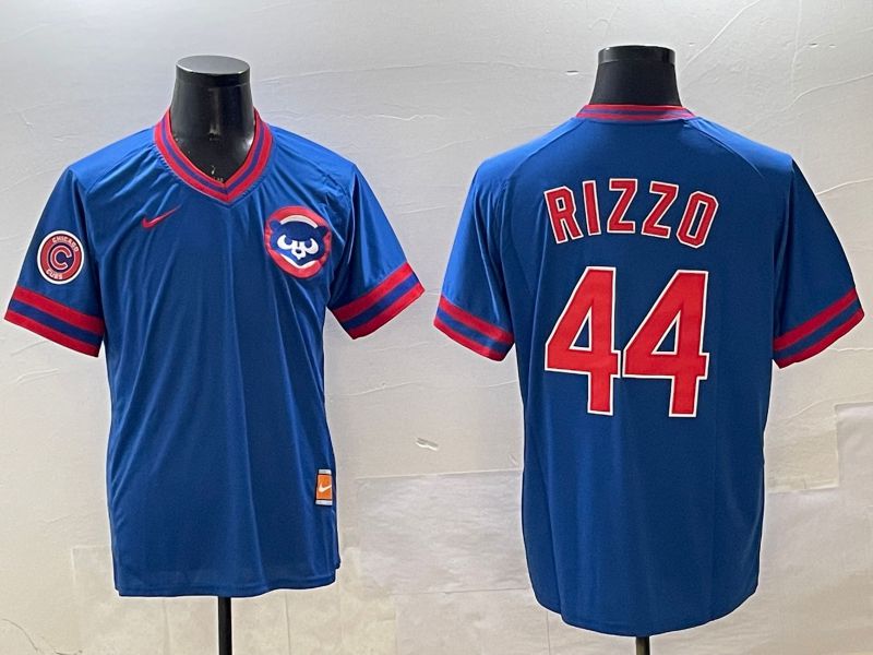 Men Chicago Cubs #44 Rizzo Blue Throwback Game 2025 Nike MLB Jersey style 2